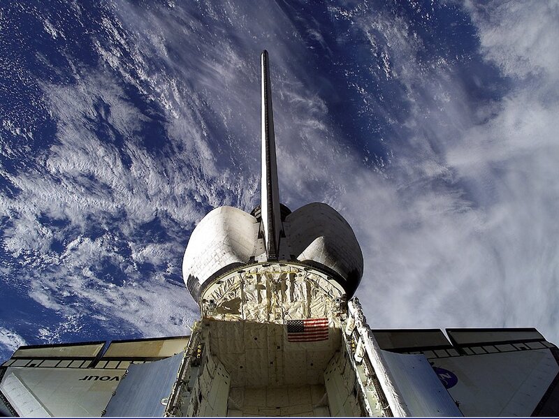 Space shuttle in orbit