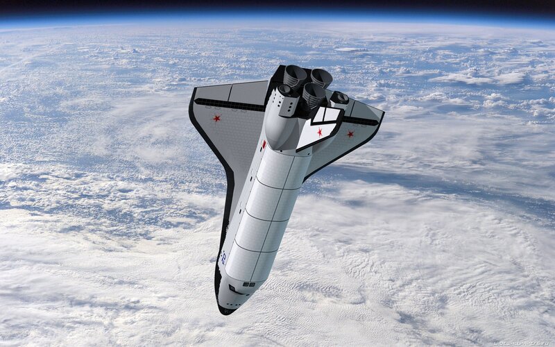 Space shuttle in orbit