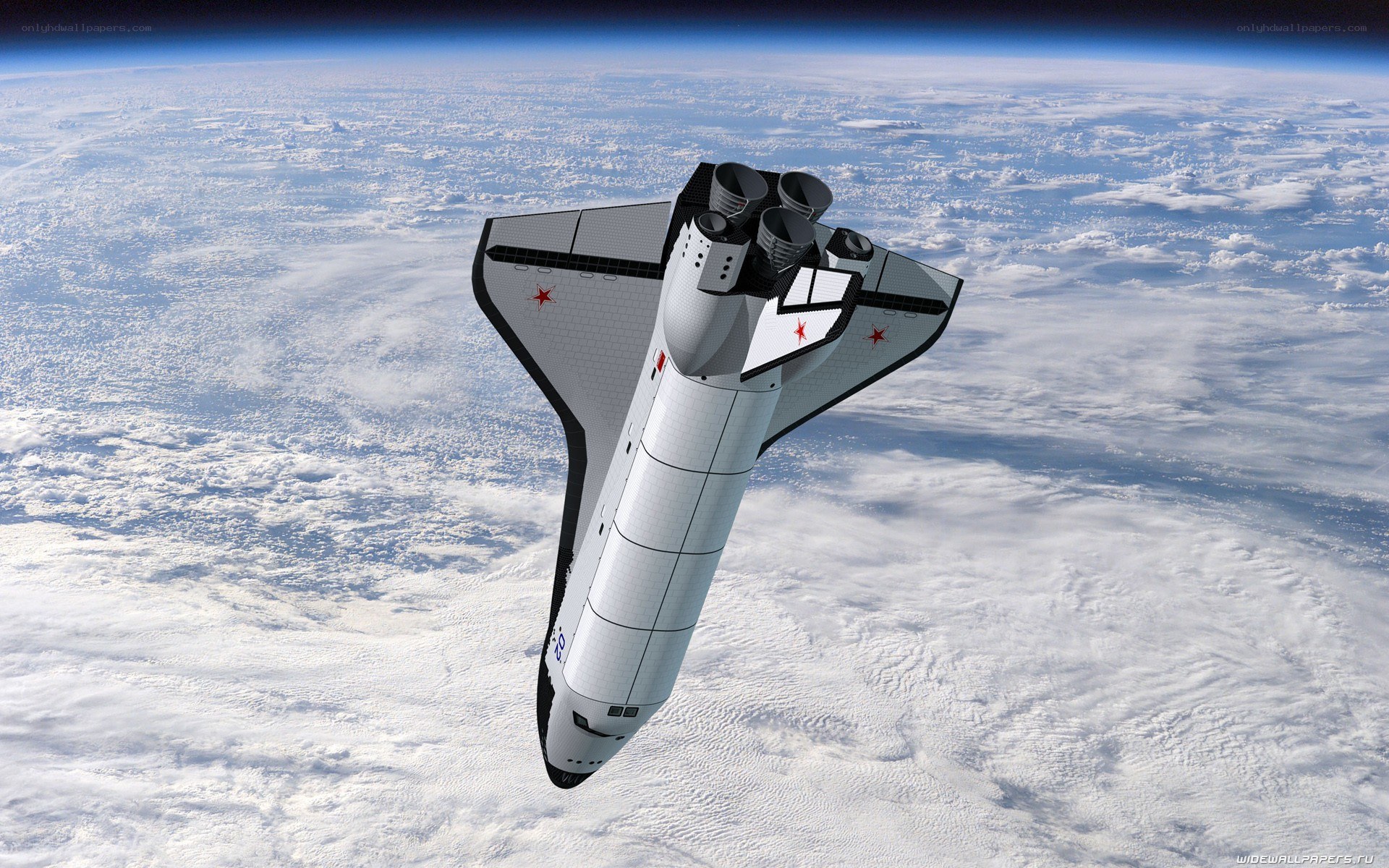 Space shuttle in orbit
