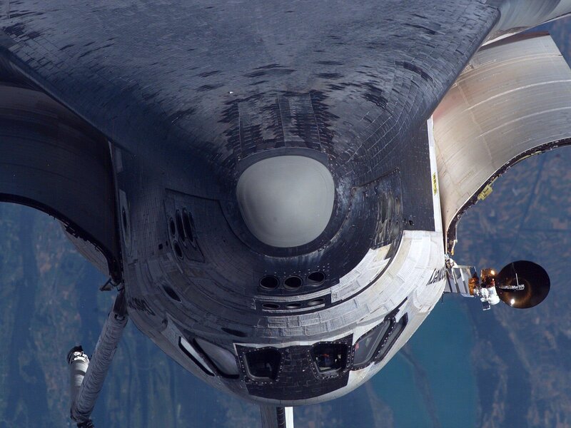 Space shuttle in orbit
