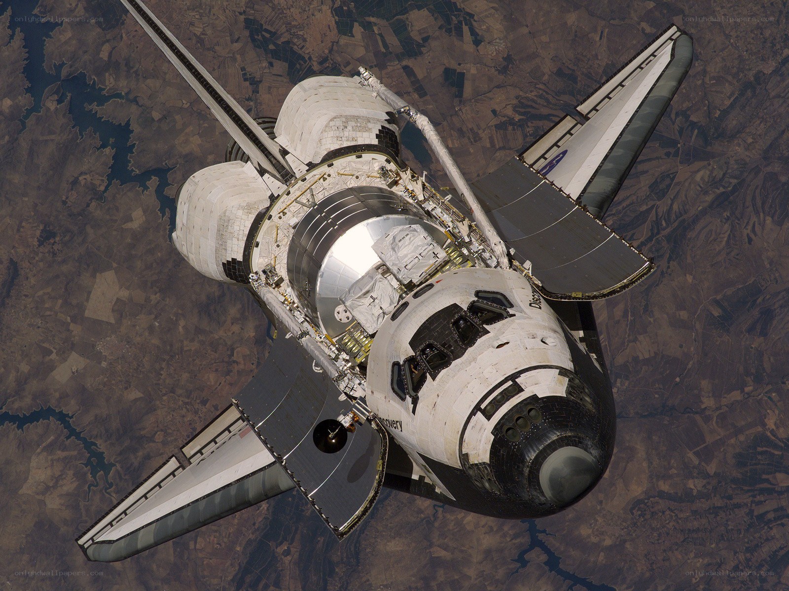 Space shuttle in orbit