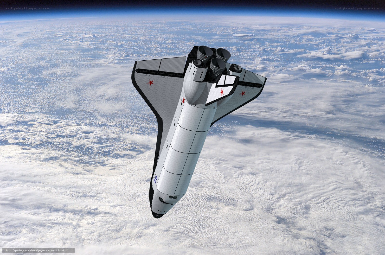 Space shuttle in orbit