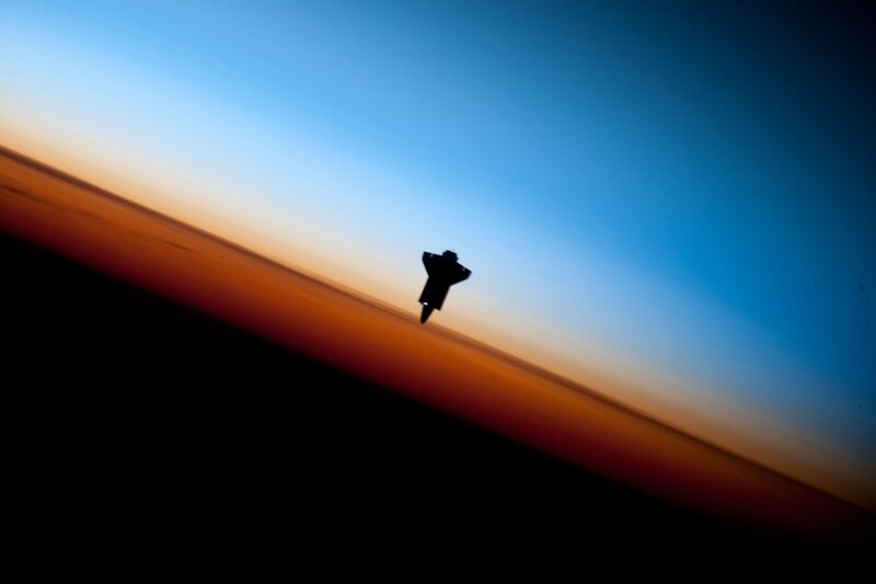 Space shuttle in orbit