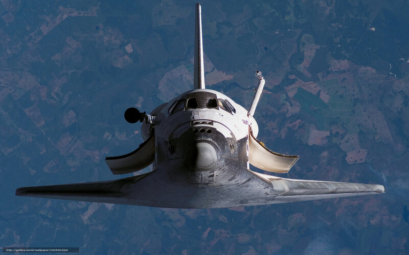 Space Shuttle in Orbit — Blue, Dramatic, Photograph, Earth, Atmosphere, Wings