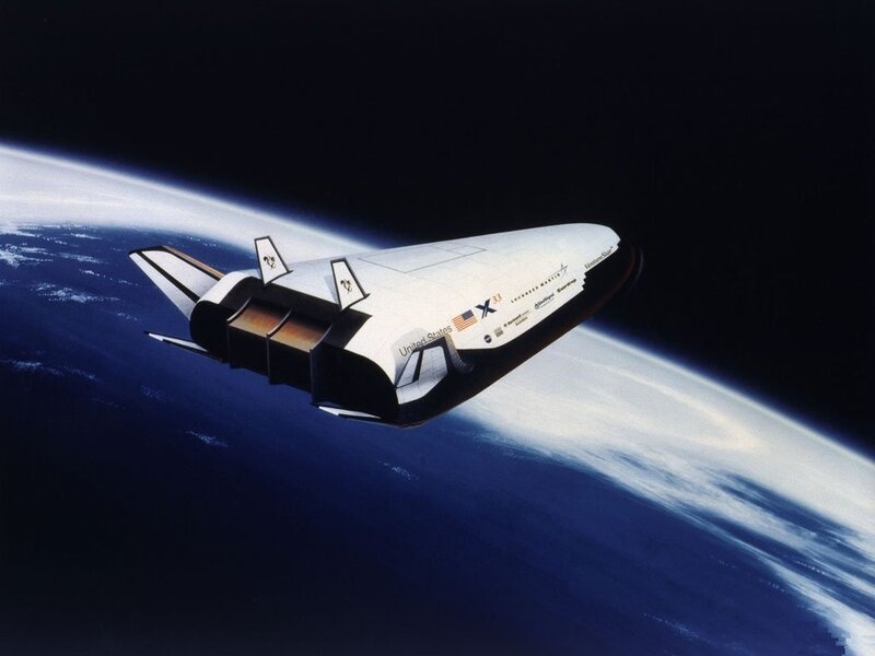 Space Shuttle in Orbit — Blue, Dramatic, Photograph, Earth, Spacecraft, Atmosphere