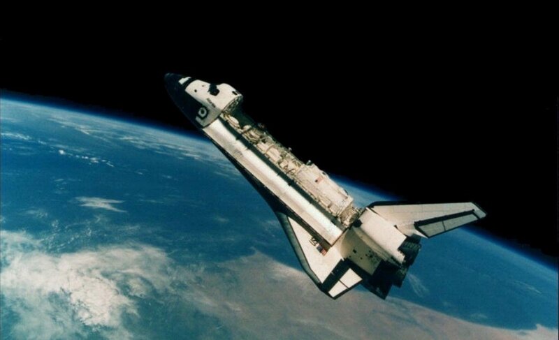 Space Shuttle in Orbit — Blue, Dramatic