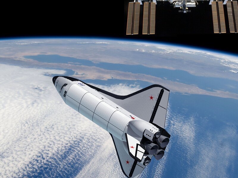 Space Shuttle in Orbit — Blue, Serene, 3d Render