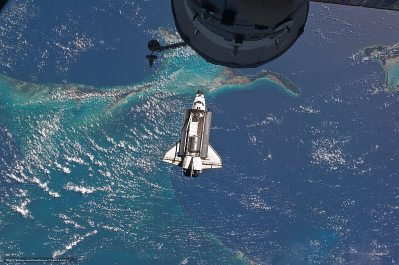 Space Shuttle in Orbit — Blue, Serene, Photograph, Earth, Ocean