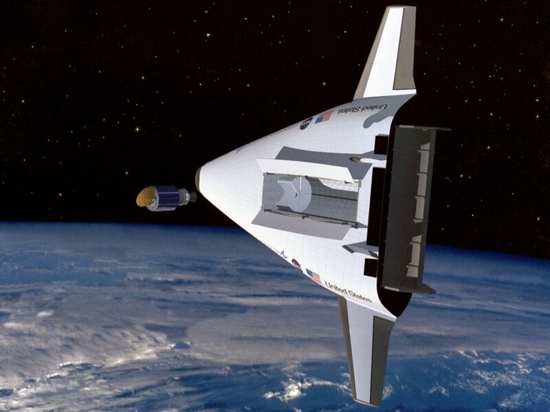 Space Shuttle in Orbit — White, Dramatic, Digital Art
