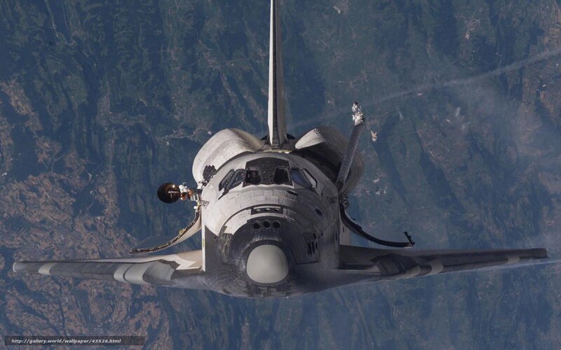 Space Shuttle in Orbit — White, Dramatic, Photograph, Earth