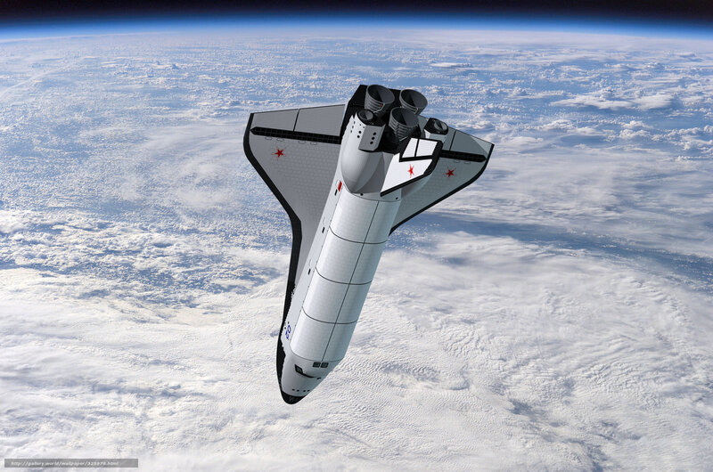 Space Shuttle in Orbit — White, Serene, 3d Render, Earth