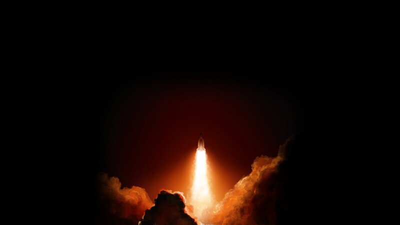 Space Shuttle Launch — Black, Dramatic, Night, Digital Art