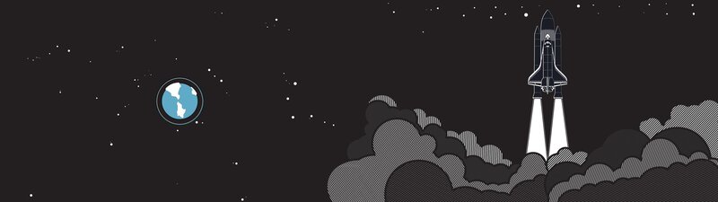 Space Shuttle Launch — Black, Dramatic, Night, Illustration, Earth