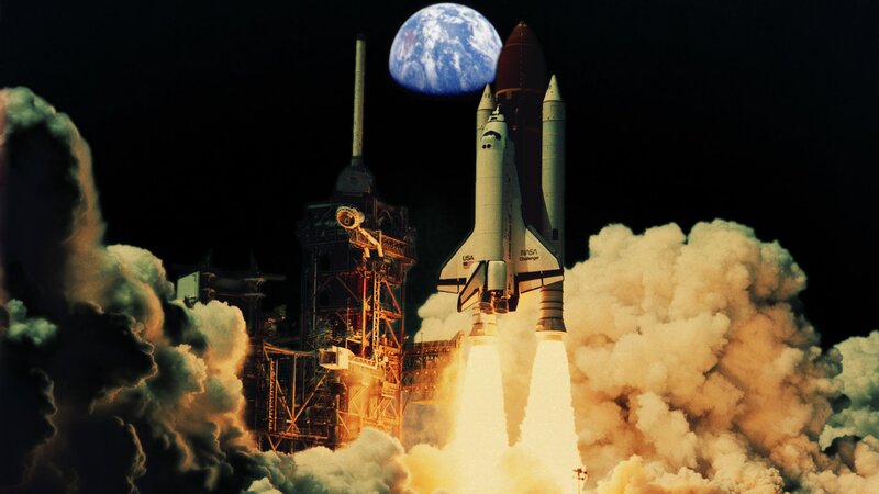 Space Shuttle Launch — Black, Dramatic, Night, Photograph, Earth