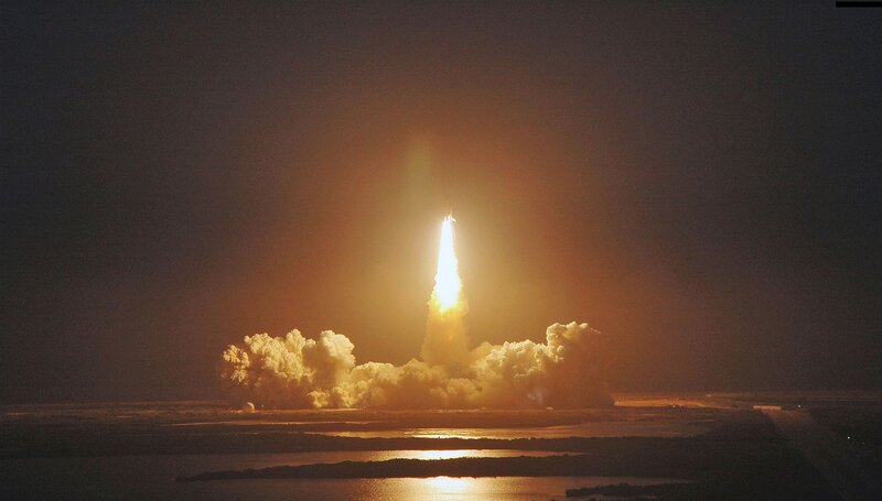 Space Shuttle Launch — Black, Dramatic, Night