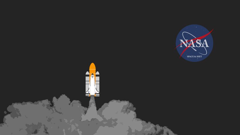 Space Shuttle Launch — Black, Dramatic, Night, Vector Art
