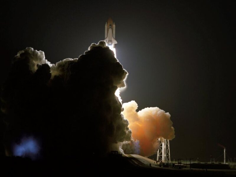 Space Shuttle Launch — Black, Dramatic