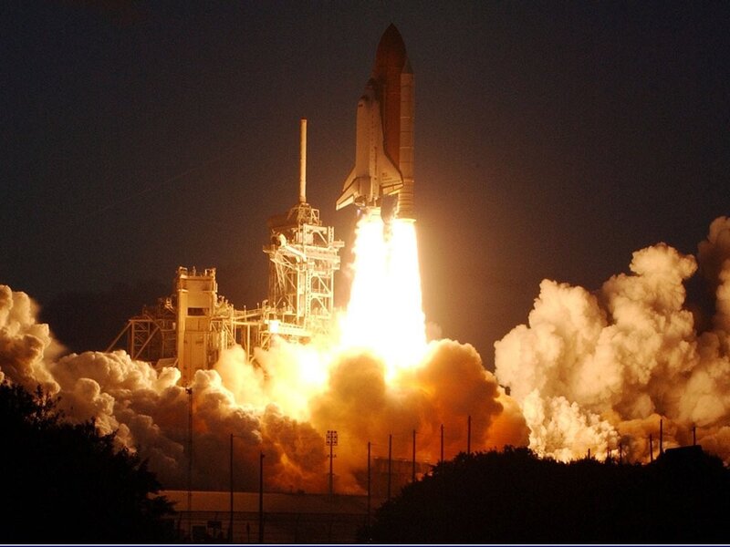 Space Shuttle Launch — Black, Night