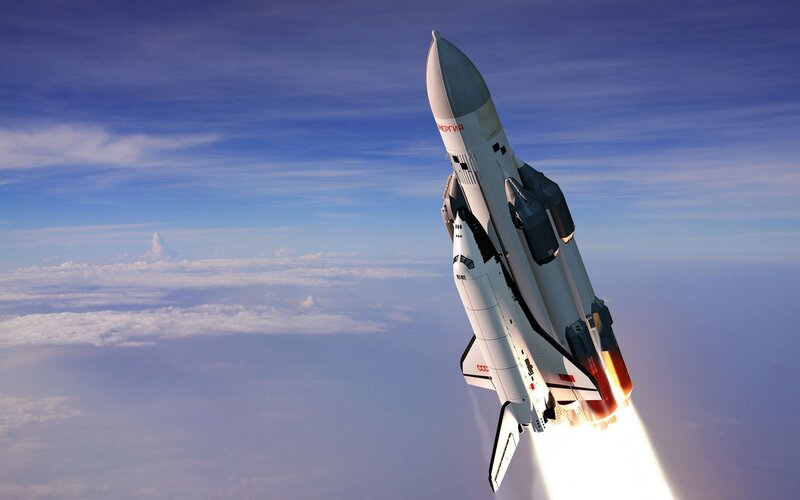 Space Shuttle Launch — Blue, Dramatic, 3d Render