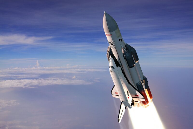Space Shuttle Launch — Blue, Dramatic, Afternoon, 3d Render