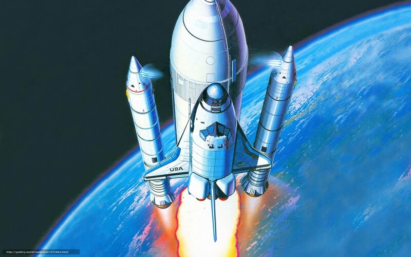 Space Shuttle Launch — Blue, Dramatic, Digital Art, Earth