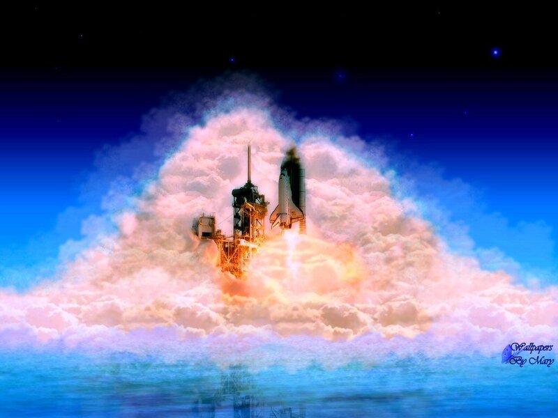 Space Shuttle Launch — Blue, Dramatic, Night