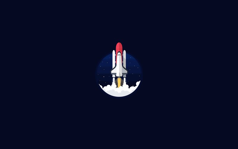 Space Shuttle Launch — Blue, Dramatic, Night, Vector Art, Rocket