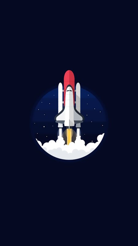 Space Shuttle Launch — Blue, Dramatic, Night, Vector Art