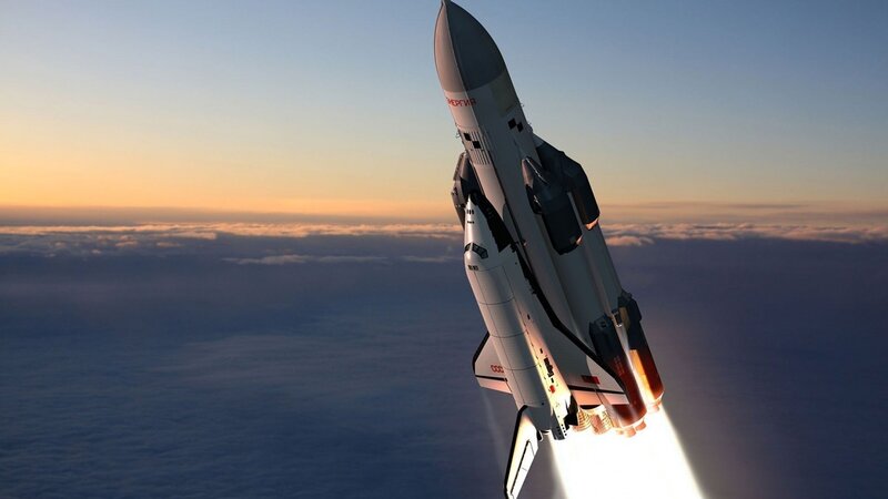 Space Shuttle Launch — Blue, Dramatic, Sunrise, 3d Render