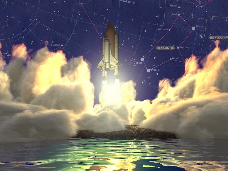 Space Shuttle Launch — Blue
