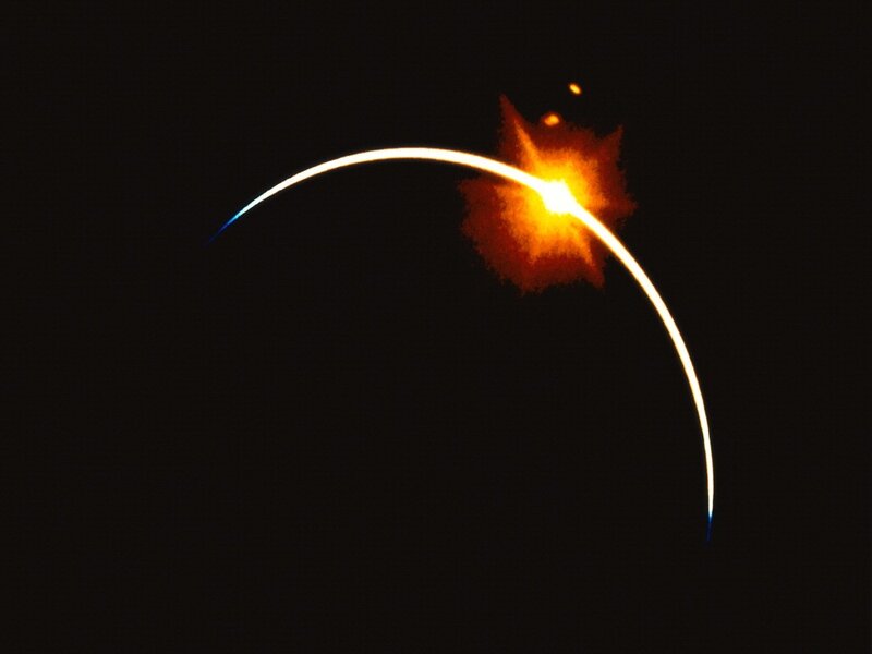 Space shuttle launch explosion