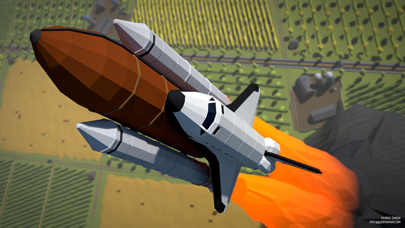 Space Shuttle Launch — Orange, Dramatic, Afternoon