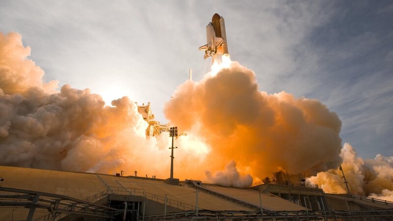 Space Shuttle Launch — Orange, Dramatic, Sunset, Photograph