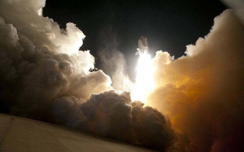 Space Shuttle Launch — Smoke