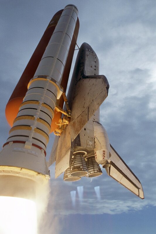 Space Shuttle Launch — White, Dramatic, Morning, Photograph, Rocket, Exhaust