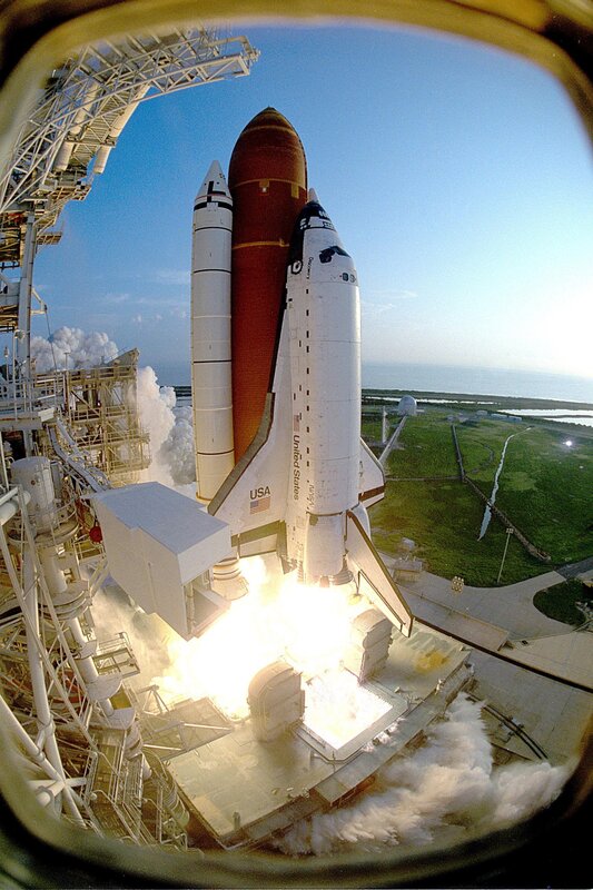 Space Shuttle Launch — White, Dramatic, Morning, Photograph, Rocket, Launch Pad