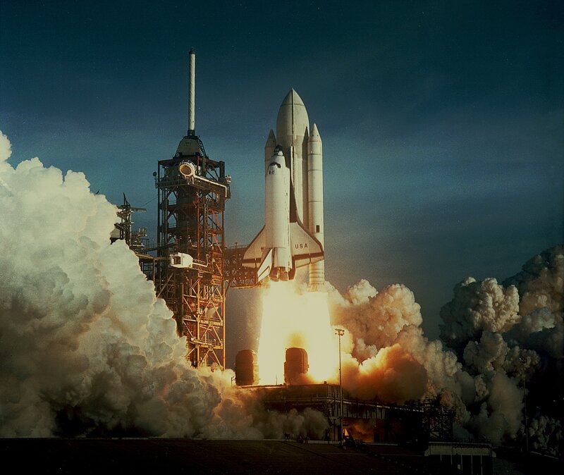 Space Shuttle Launch — White, Dramatic, Night