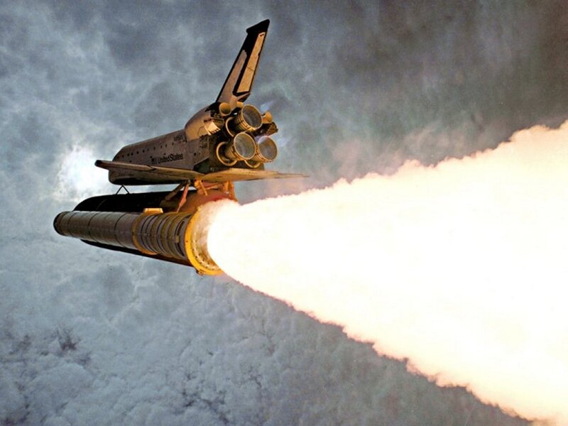 Space Shuttle Launch — White, Dramatic