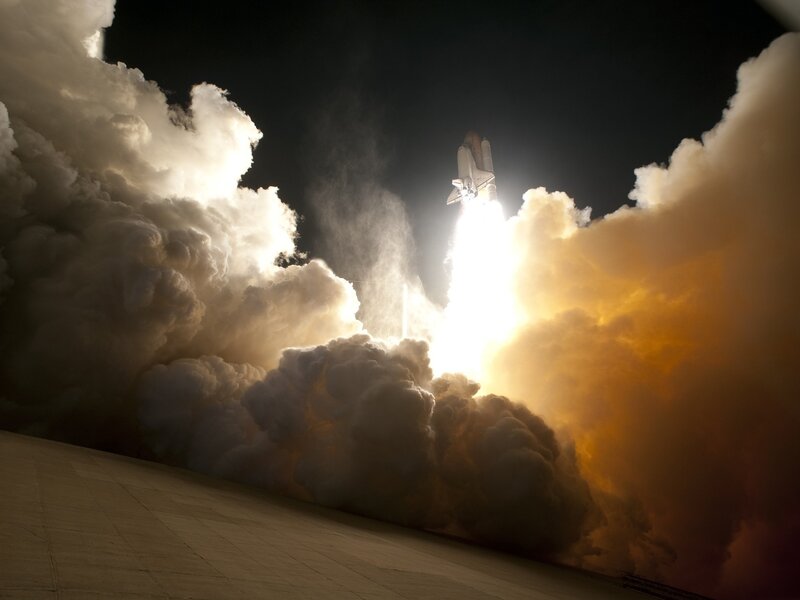 Space Shuttle Launch — White, Smoke