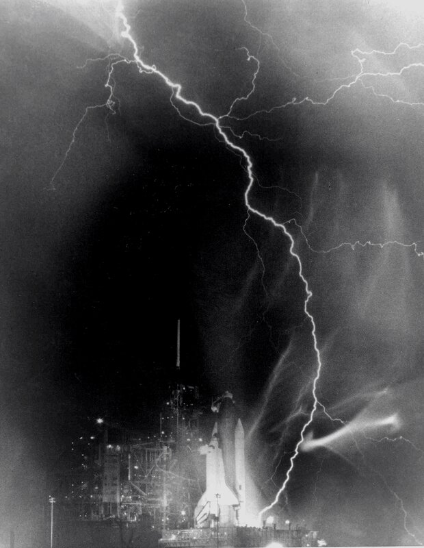 Space shuttle lightning strike