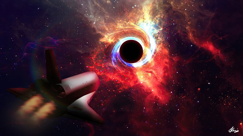 Space Shuttle Near Black Hole