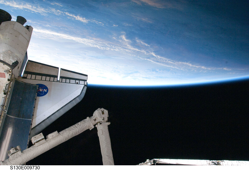 Space shuttle near Earth