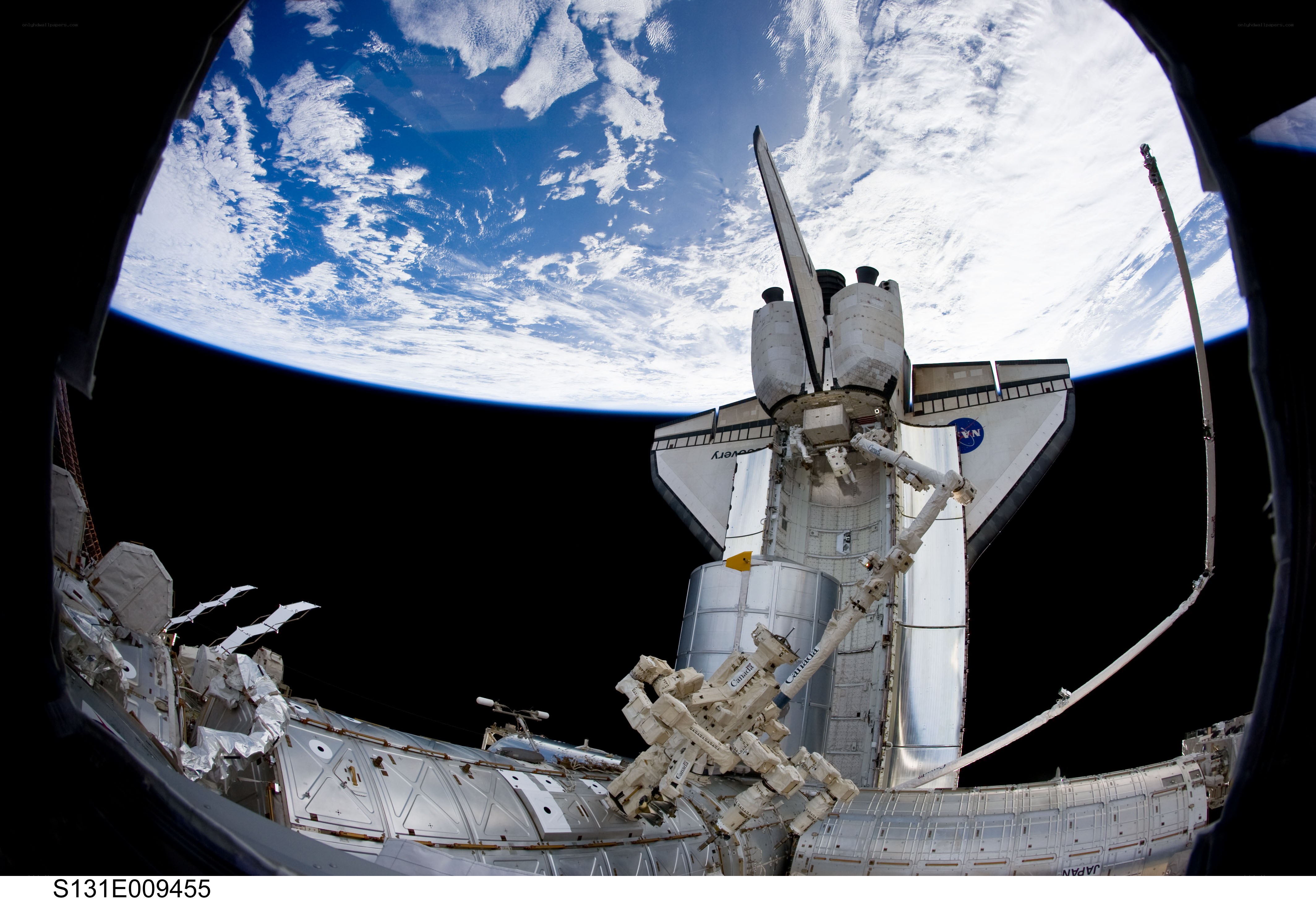 Space shuttle near Earth