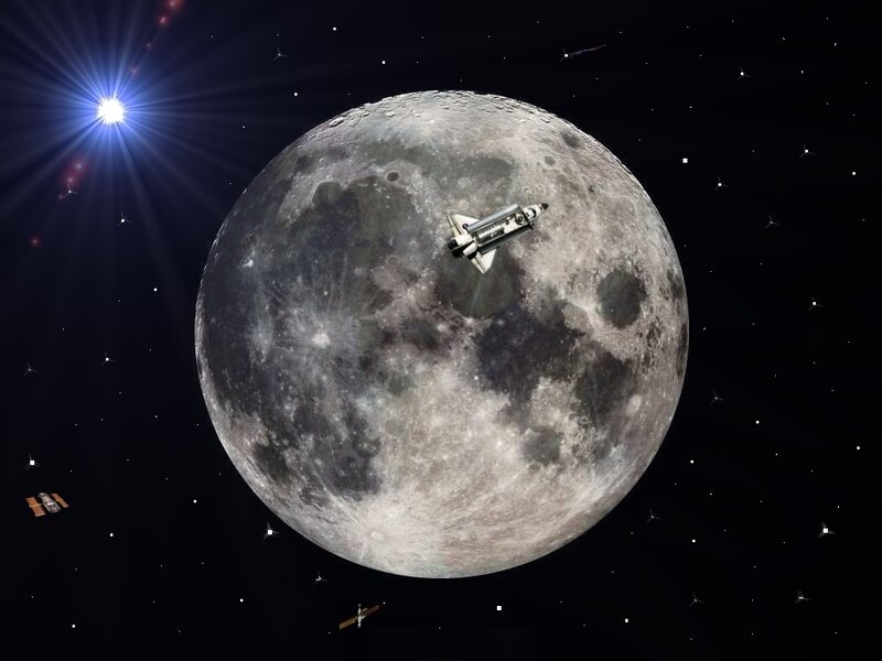 Space shuttle near the moon