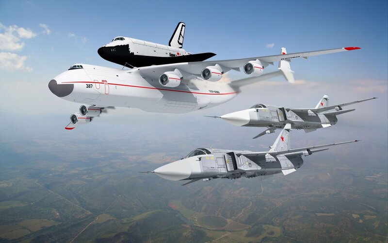 Space Shuttle on Aircraft — White, Serene, Afternoon