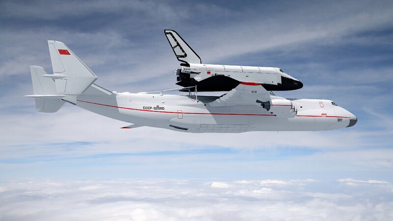 Space Shuttle on Aircraft — White, Serene