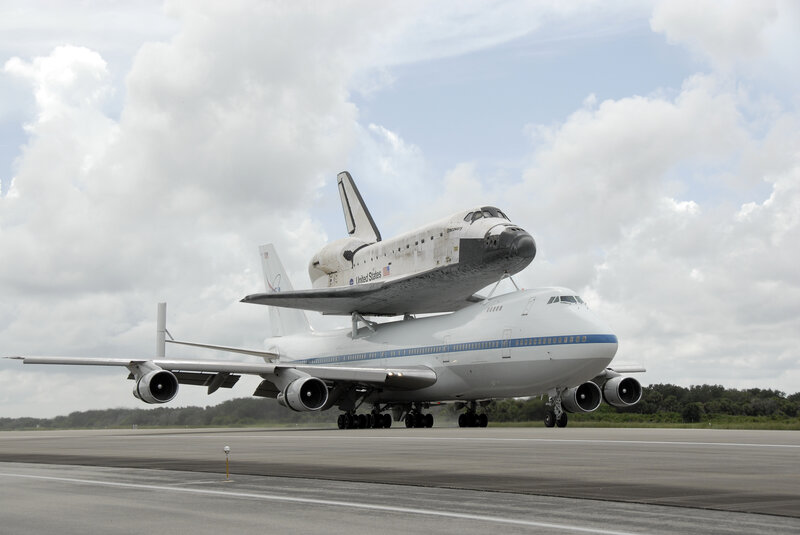 Space Shuttle on Airplane — White, Calm
