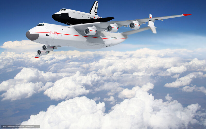 Space Shuttle on Airplane — White, Dramatic, Digital Art, Clouds