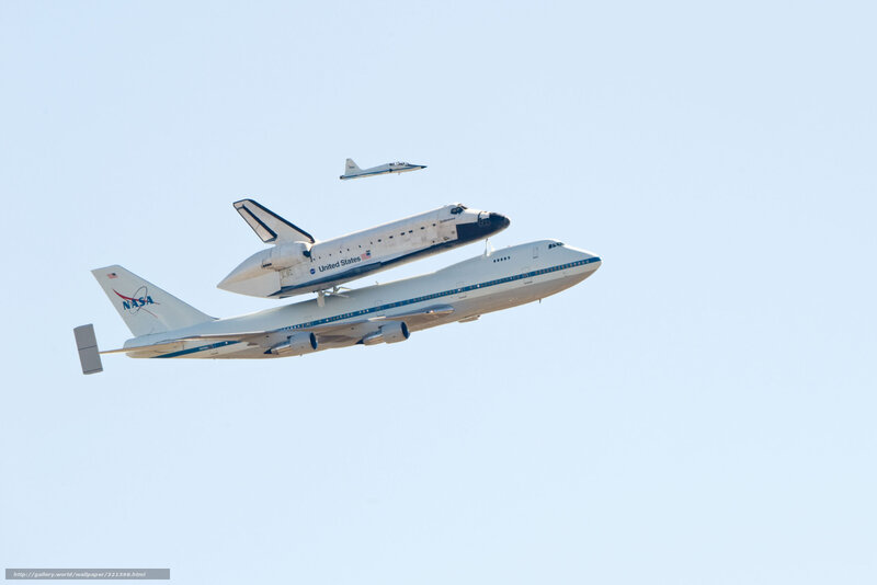 Space Shuttle on Airplane — White, Serene, Afternoon, Photograph