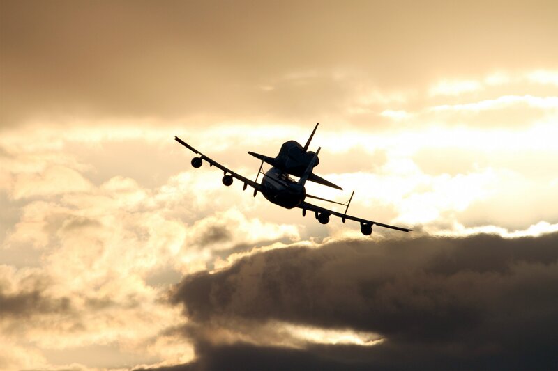 Space Shuttle on Airplane — Yellow